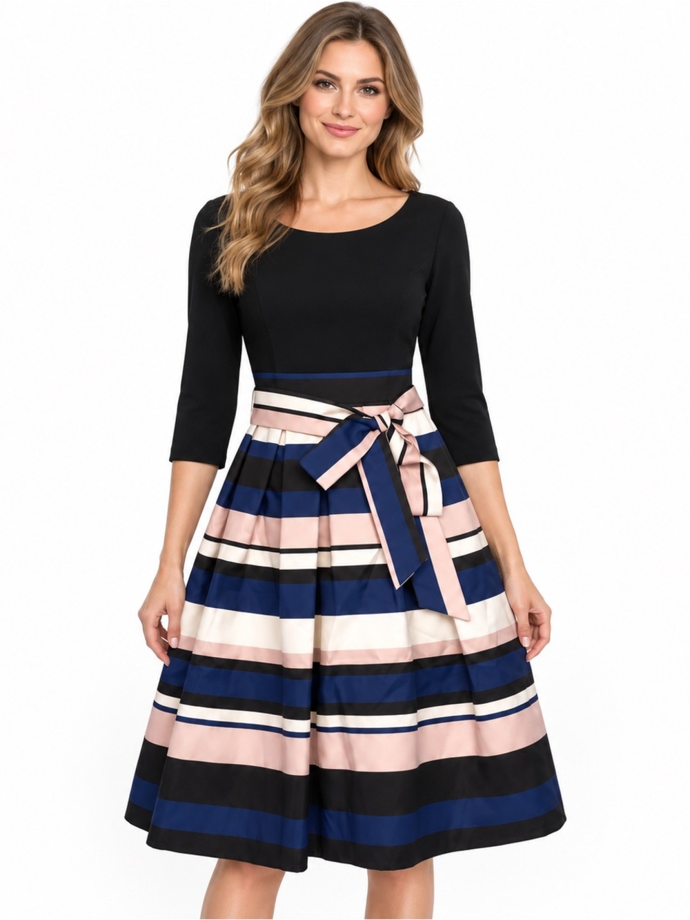 Jessica Howard Striped Taffeta Fit & Flare Cocktail Dress Size 8 NWT